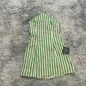 Lulu's Green and Cream Striped Dress